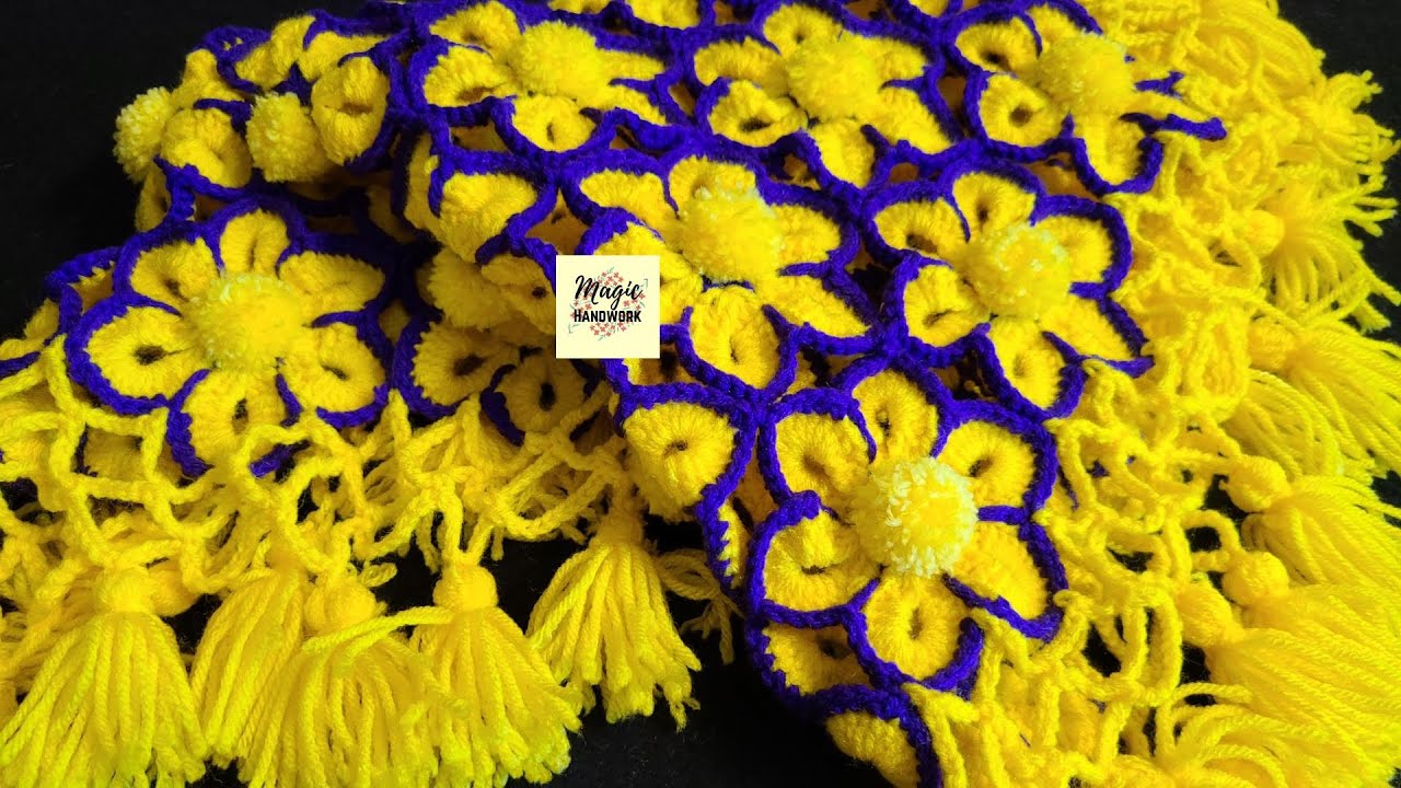 🌻क्रोशिया से फूल वाला थालपोश, Table Cover, Puja Thali cover, Woolen Rumal, Sunflower Tikki Thalpose