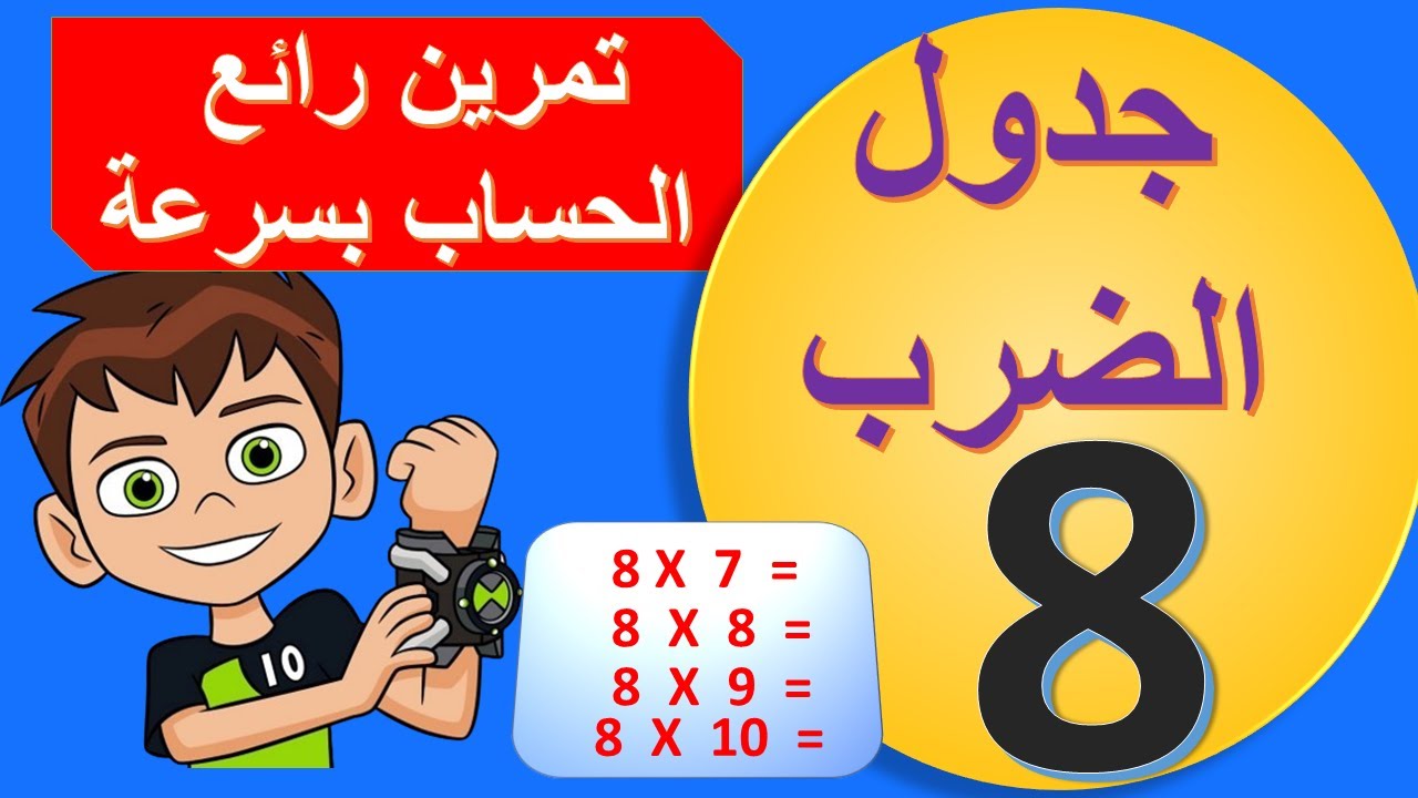 جدول الضرب العدد 8 أسهل طريقة تعلم الرياضيات Multiplication