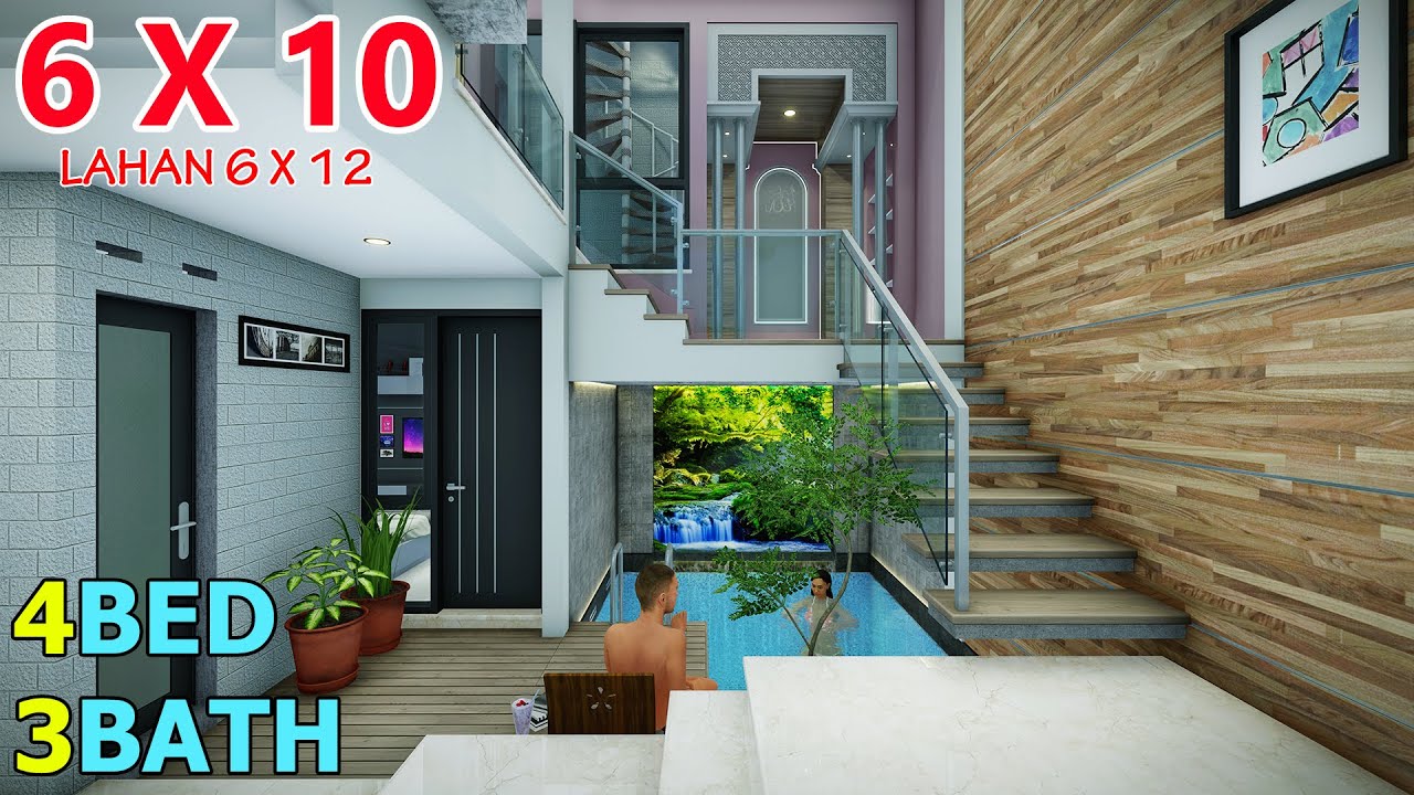 Split Level House 6X10 Meter 4 Kamar Tidur 3 Toilet Mushola Swimmingpool Rooftop Lahan 6x12 Meter