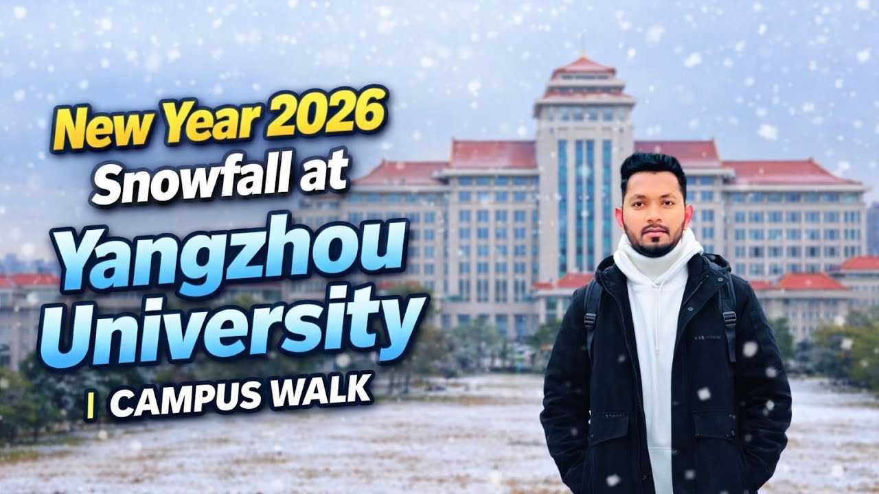 New Year 2026 Snowfall at Yangzhou University | ইয়াংঝোউ বিশ্ববিদ্যালয়ে ২০২৬এর তুষারপাত | Campus Walk