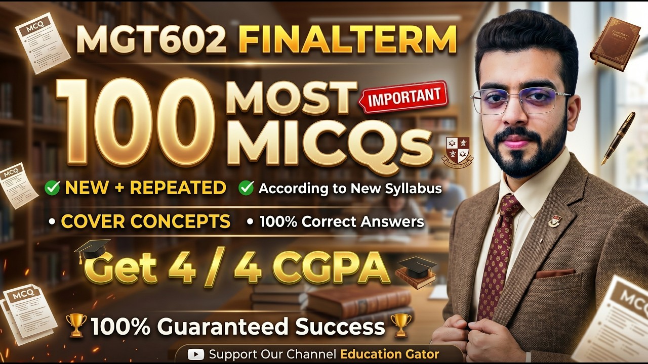 MGT602 Final Term Exam 2026 🔥 Important MCQs & Most Expected Questions | VU