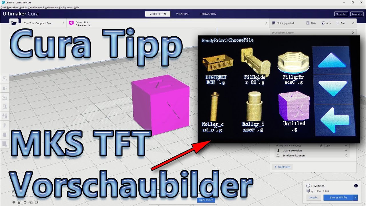 Cura Tipp: MKS TFT Vorschaubilder