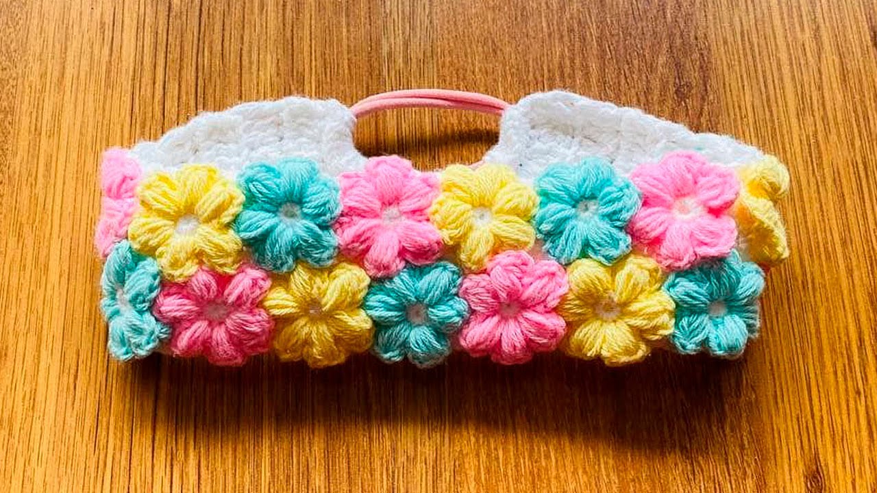 🌈DIADEMA CON FLORES TEJIDA A CROCHET❤