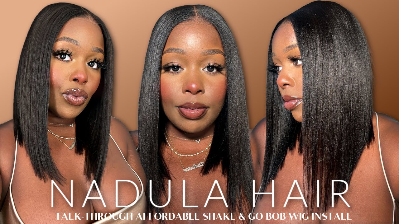 SUPER AFFORDABLE SHAKE & GO YAKI 6*4.5 YAKI CLOSURE BOB WIG! NO GLUE, LITTLE EFFORT!✓ NADULA HAIR