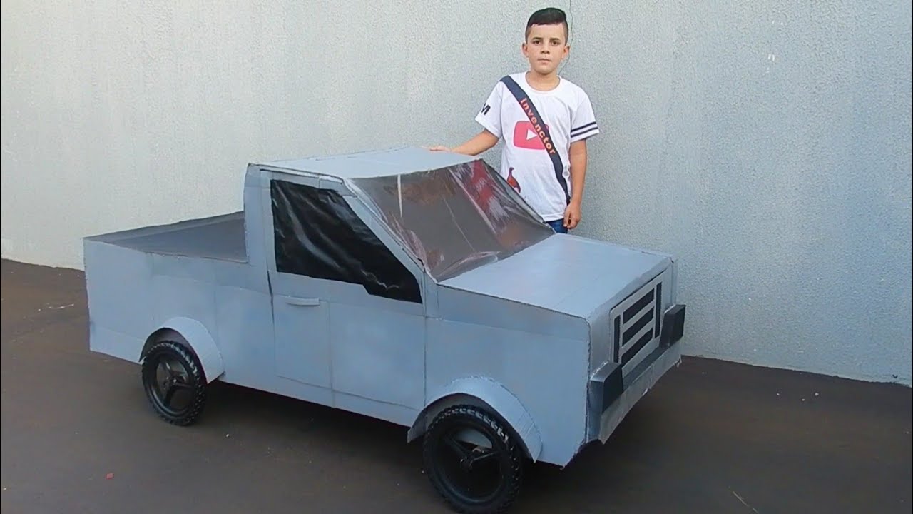 FAÇA UMA INCRÍVEL MINI CAMIONETE ELÉTRICA COM PAPELÃO E MADEIRA