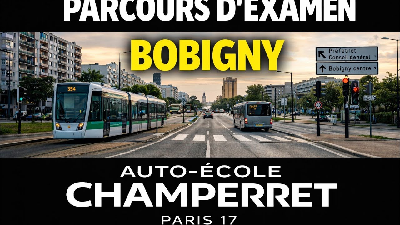 Bobigny – Parcours d’examen permis de conduire #4 (Auto-école Paris 17 – Avenue Niel)