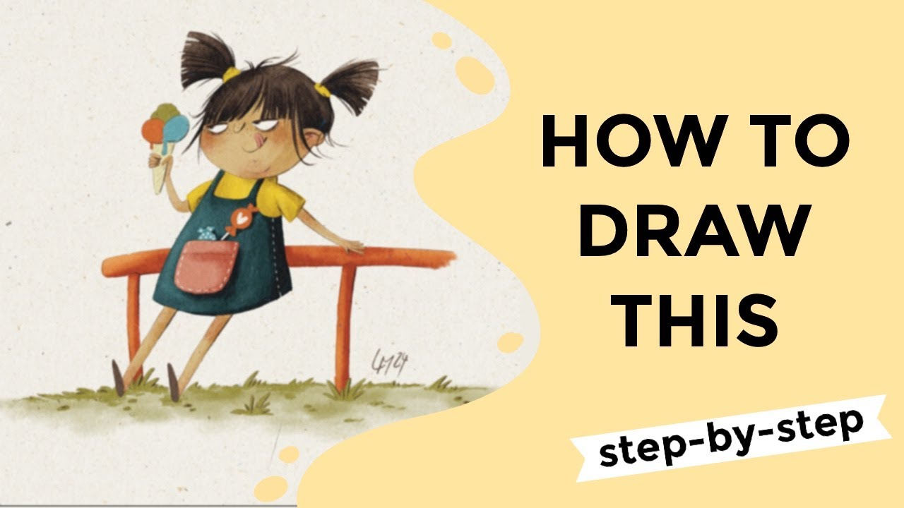 How to draw a funny girl with icecream - Step by Step Digital Tutorial in Procreate