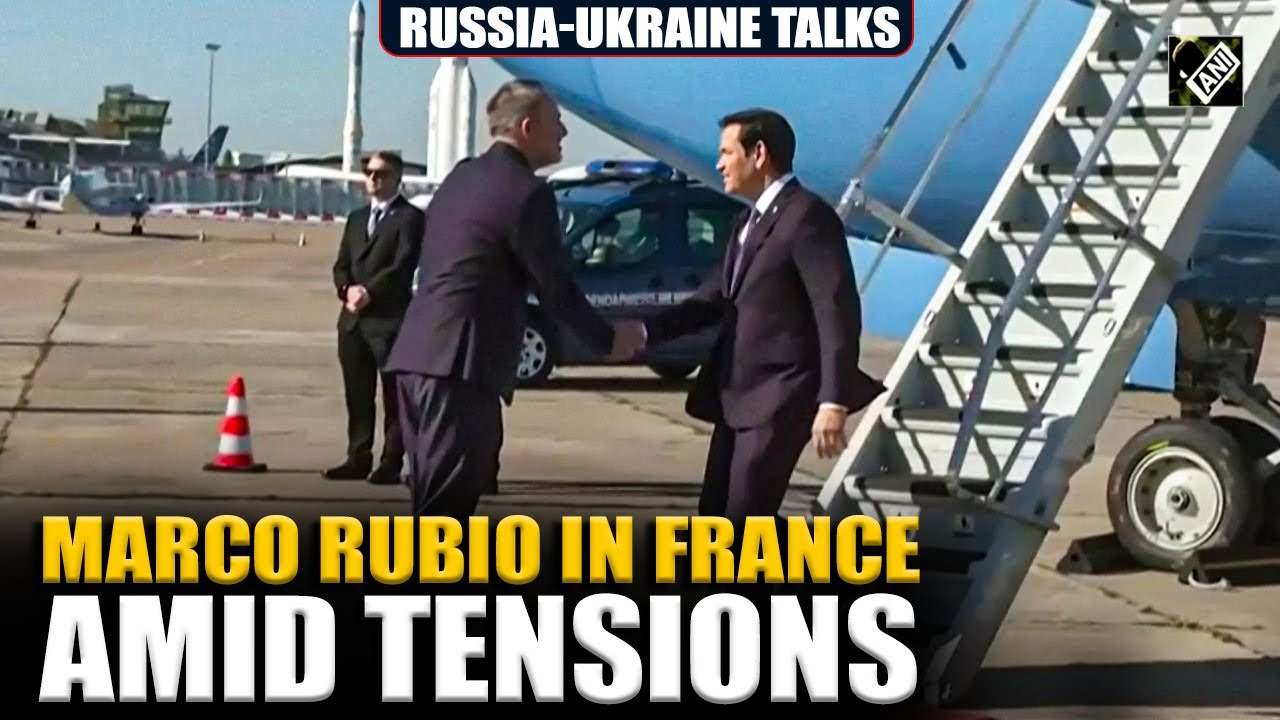 U.S. Secretary of State Marco Rubio arrives at Le Bourget Airport in France