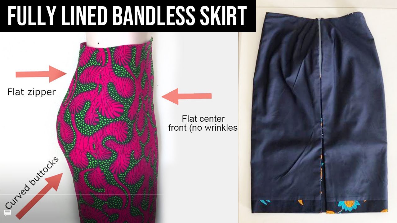 How To CUT a Fully Lined Bandless Pencil Skirt DIRECTLY ON FABRIC | Plus size / curvy figures
