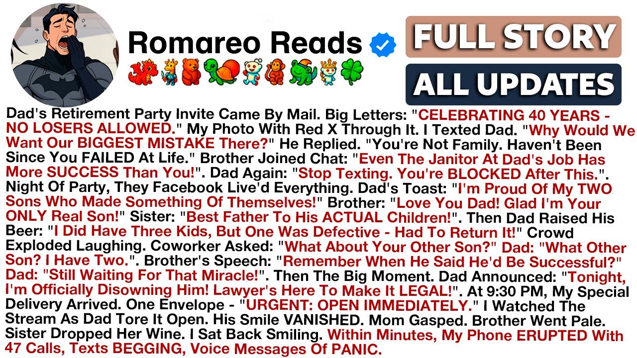 Dad's Retirement Party Invite Came By Mail. Big Letters: 
