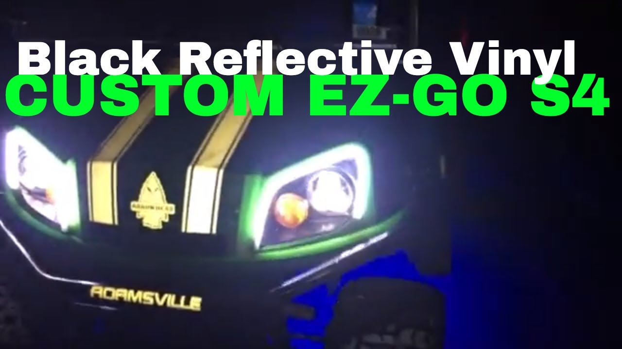 Custom EZGO Express S4: 3M Black Reflective Vinyl with LEDGlow Lights