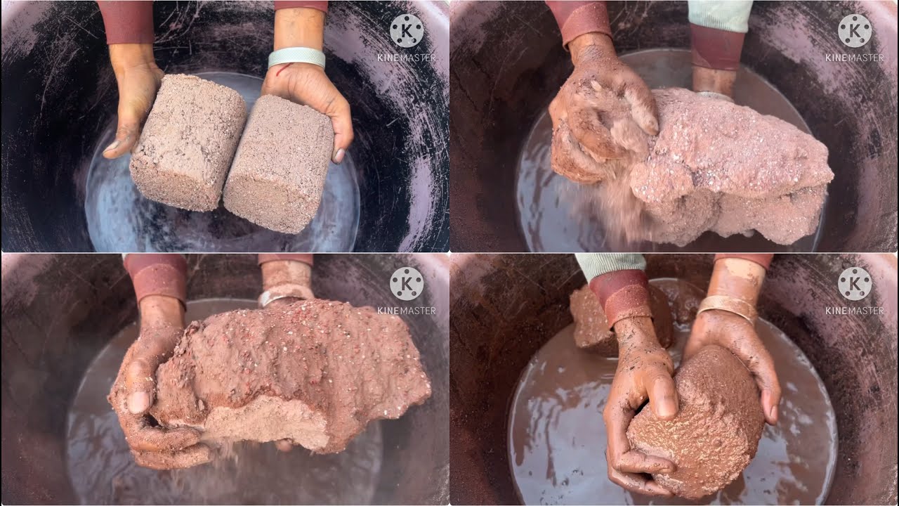 ASMR|\ dusty red sand crumbing in water #satisfying
