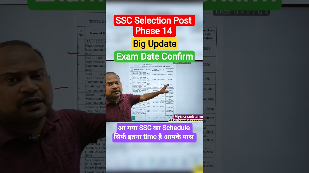 SSC Selection Post Phase 14: Важные новости, дата экзамена объявлена #ss #shorts #ytviralshortsvi...