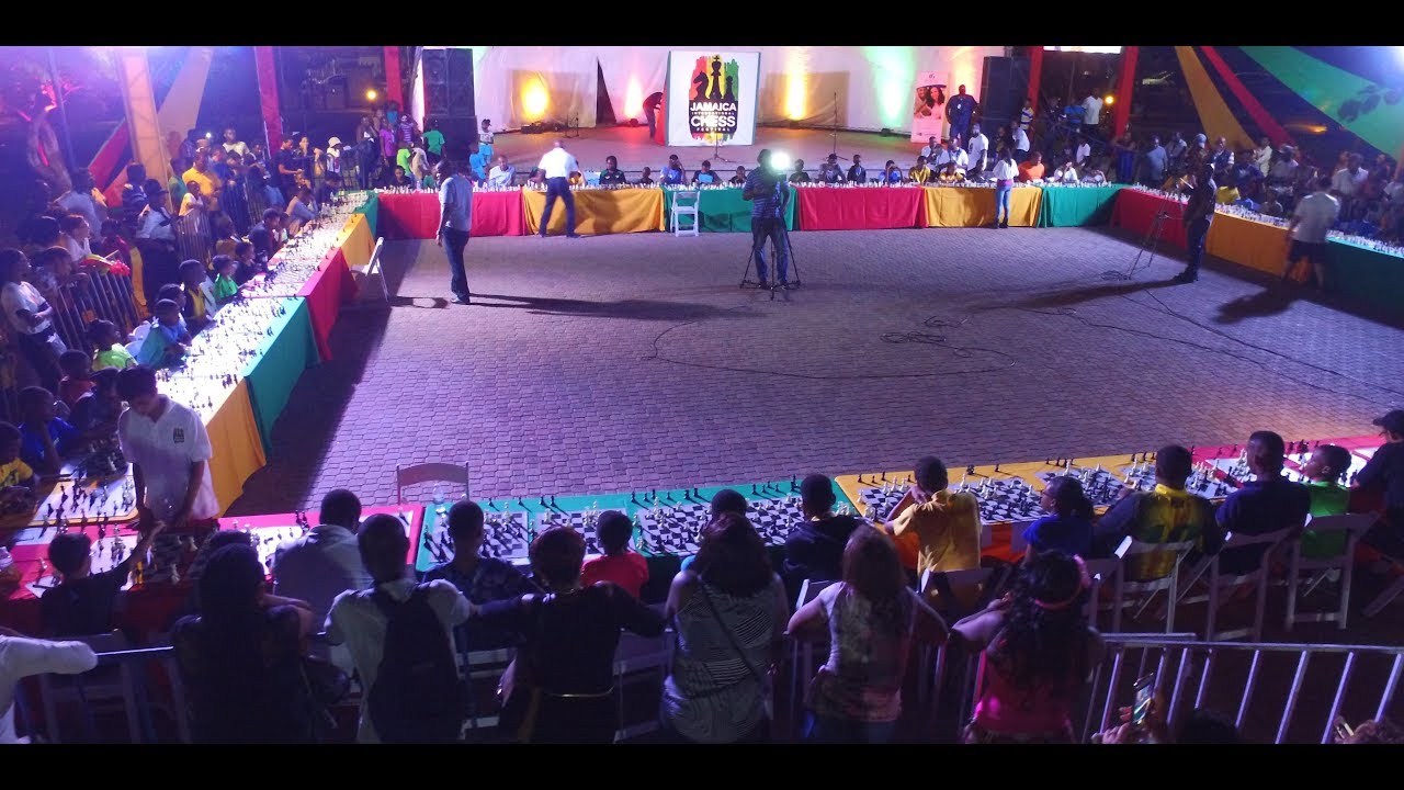 Simultaneous Chess Exhibition in Jamaica's Emancipation Park