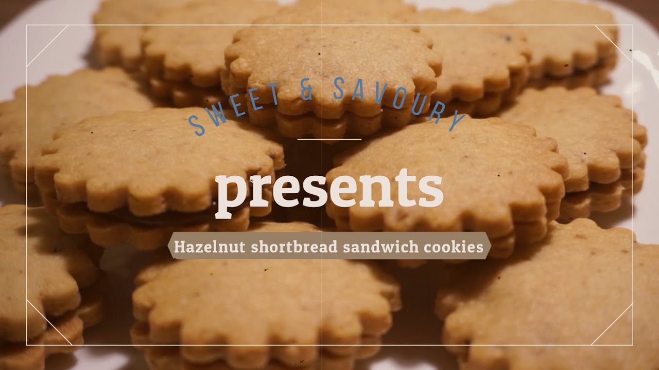 Hazelnut Shortbread Sandwich Cookies (with chocolate ganache)