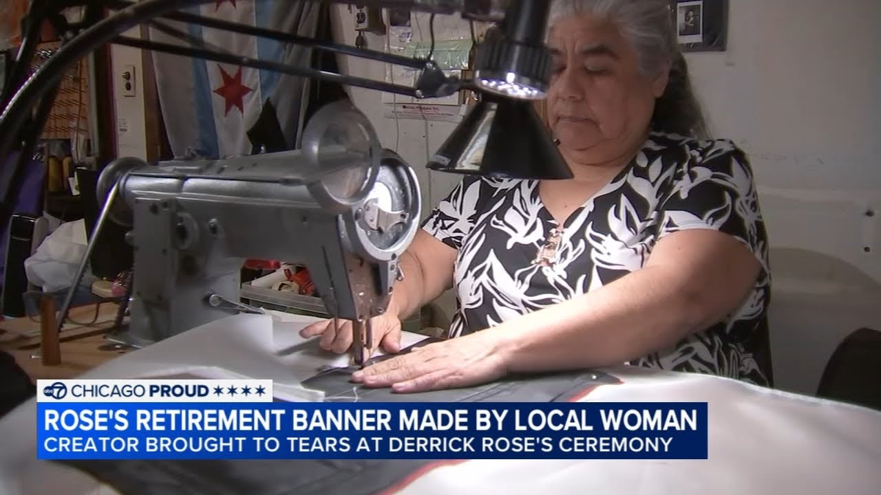 Chicago Proud: Derrick Rose's Bulls jersey retirement banner made by local woman Maria Estela Barra