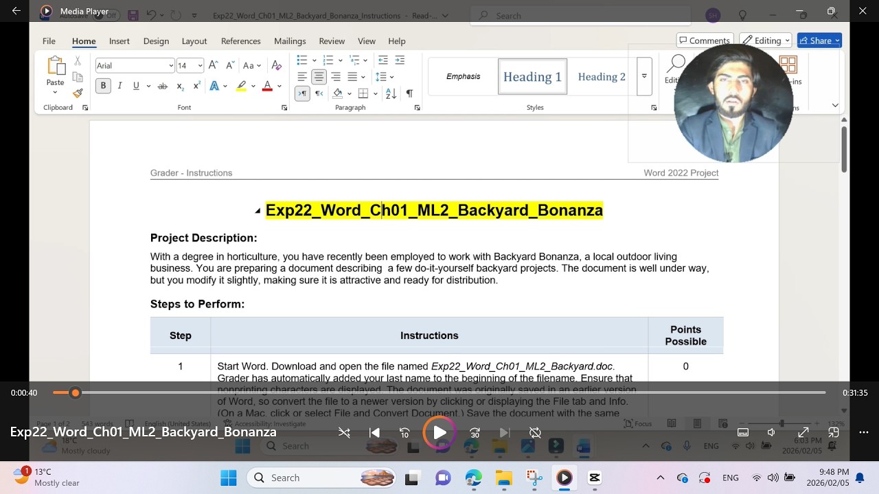 Exp22_Word_Ch01_ML2_Backyard_Bonanza | Word Chapter 1 Mid-Level 2 - Backyard Bonanza | Exp25_Word