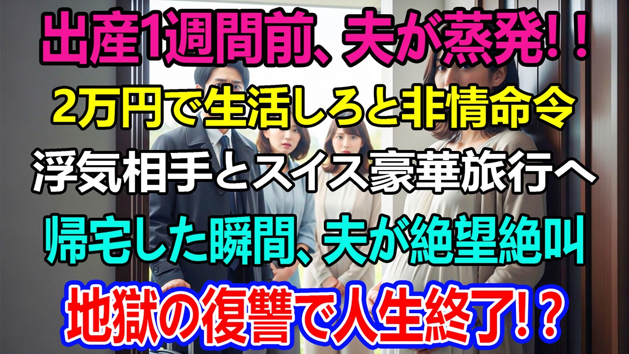 出産予定日の1週間前、夫は「これで生活しろ」と2万円だけ置き、愛人と10日間スイス旅行へ。私は黙って耐えた。帰国した瞬間、夫は玄関で青ざめて崩れ落ちた。