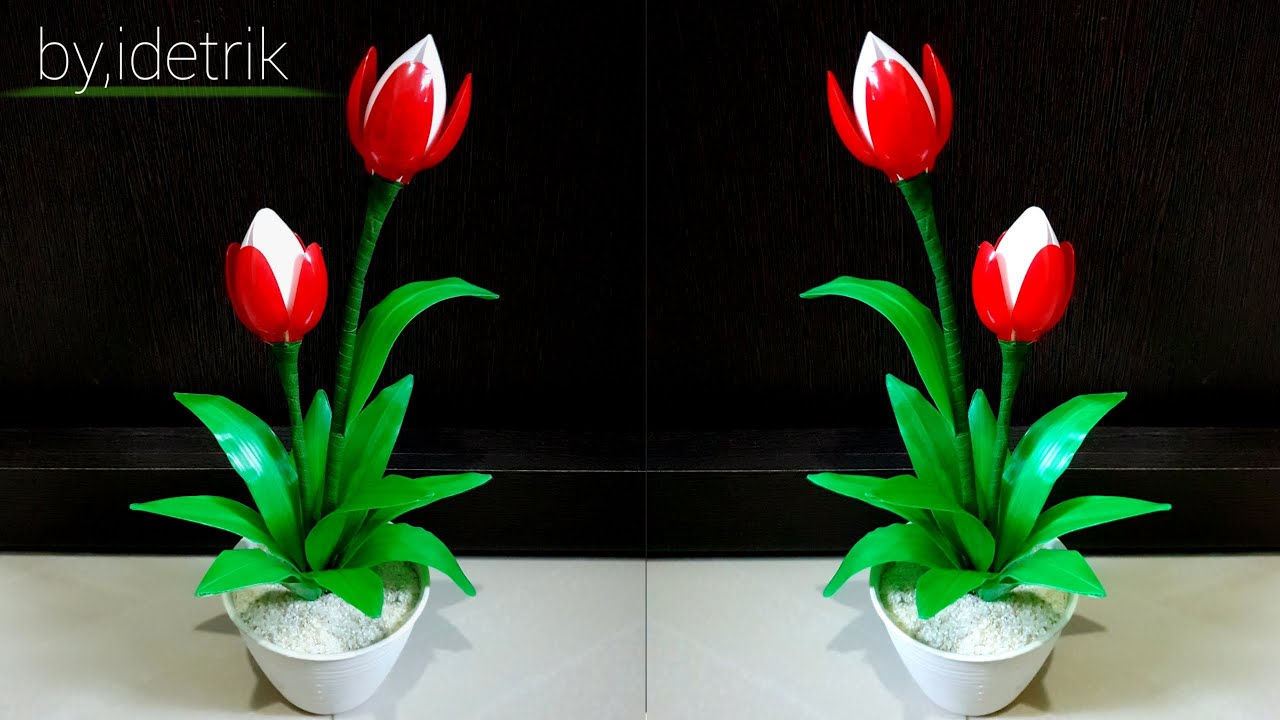 Bunga Tulip dari Sendok Plastik - Easy To Make Tulip Spoon - Diy Plastic Flower