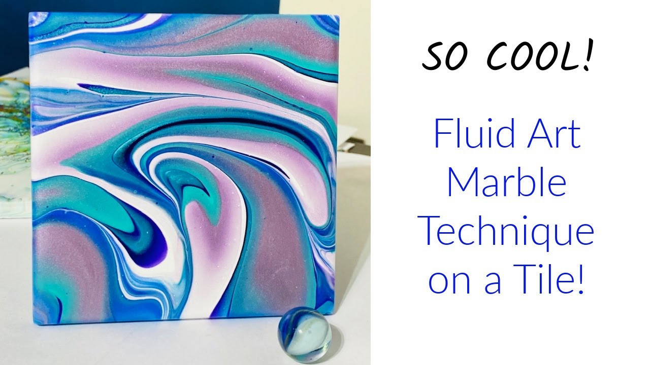 #66 SO COOL! Fluid Art Marble Technique on Ceramic Tile for Paint Pour Coaster or Wall Art