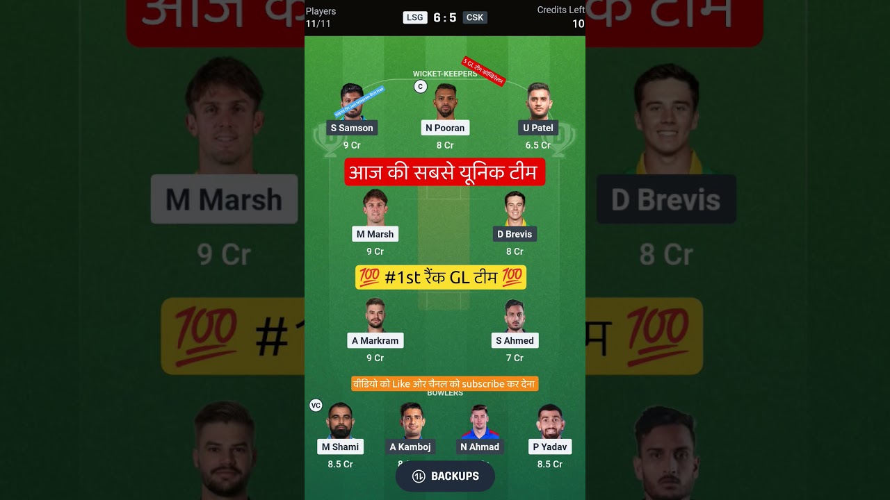 LSG VS CSK T20 Dream11 Prediction | LSG VS CSK Dream11 Team Of Today Match | LSG VS CSK dream11