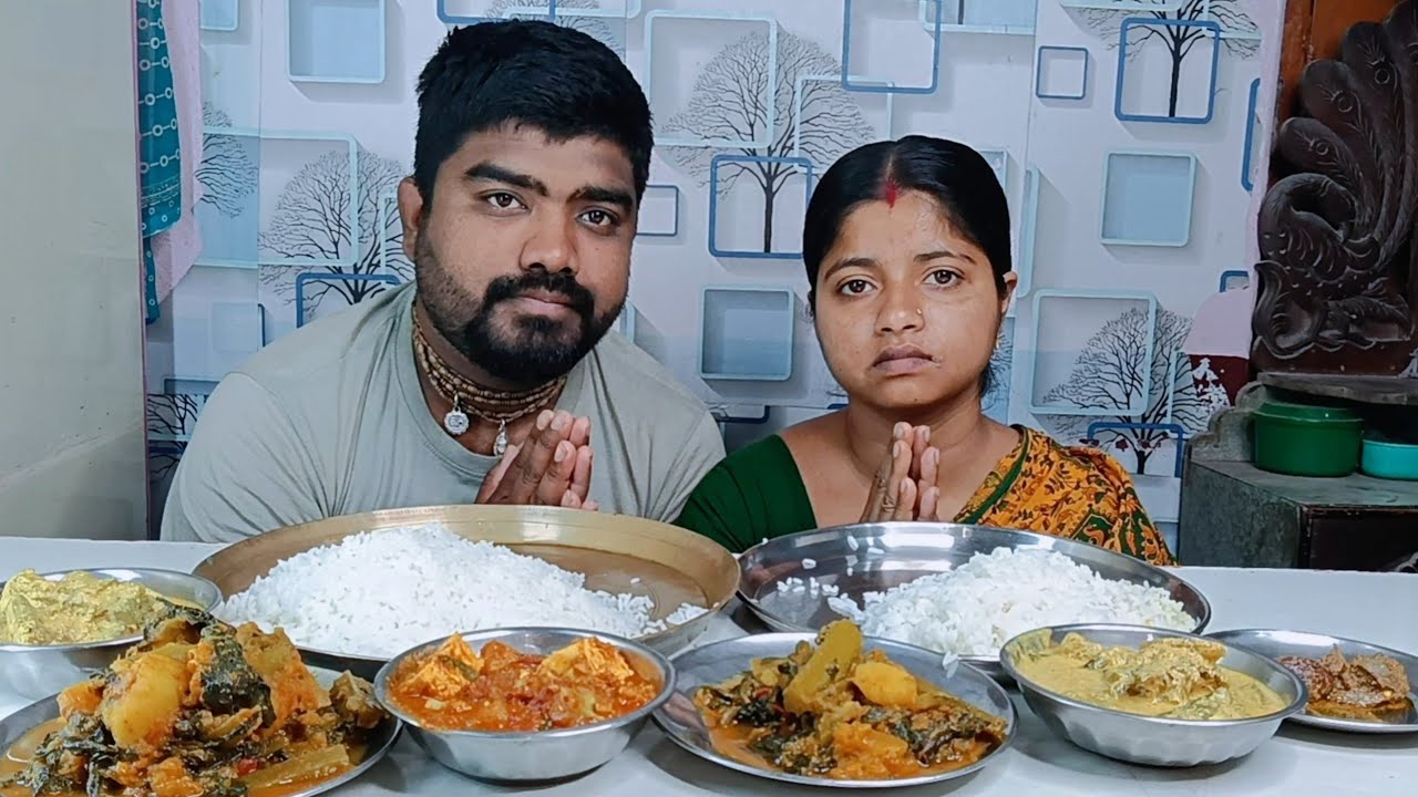 TODAY'S EATING PANEER CURRY PUI SHAK CHOCHORI SUKTO INDIAN EATING SHOW HOME MADE VEG FOOD
