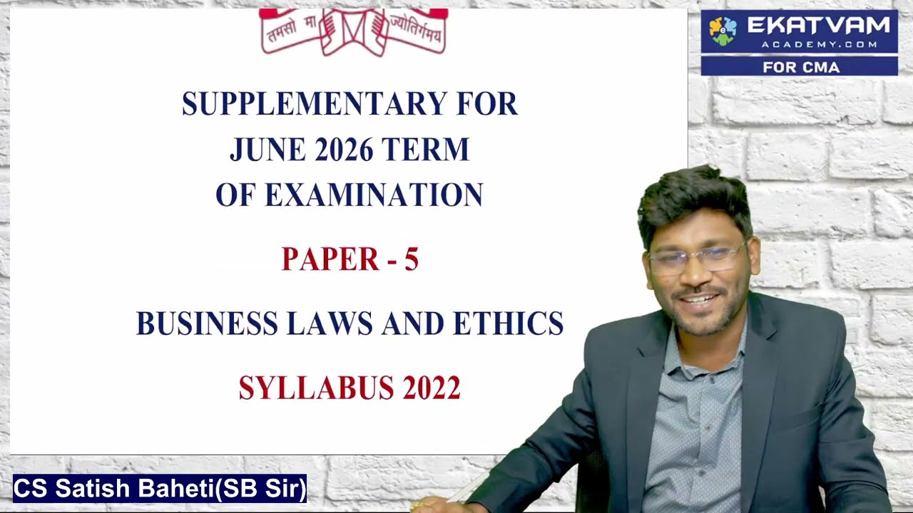 CMA Inter Law Amendments | June 26 Exam Supplementary | CS Satish Baheti