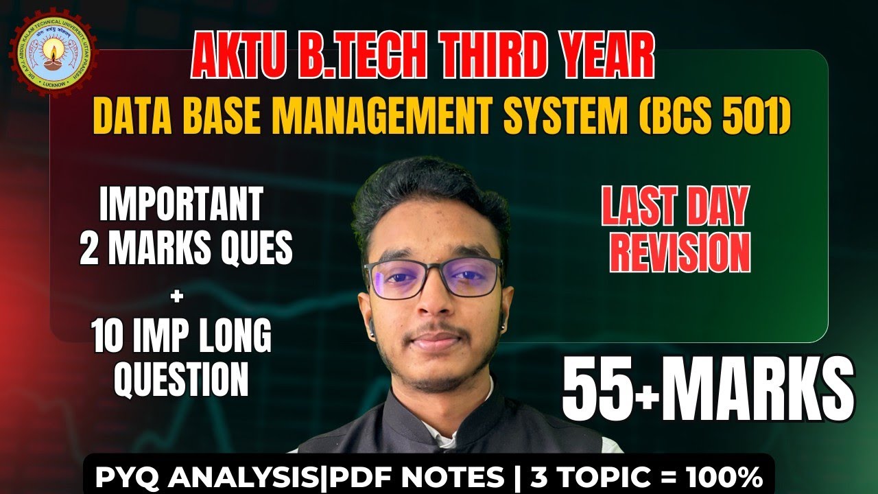 Database Management System | Most Important Topics | DBMS BCS-501| dbms aktu imp topic 