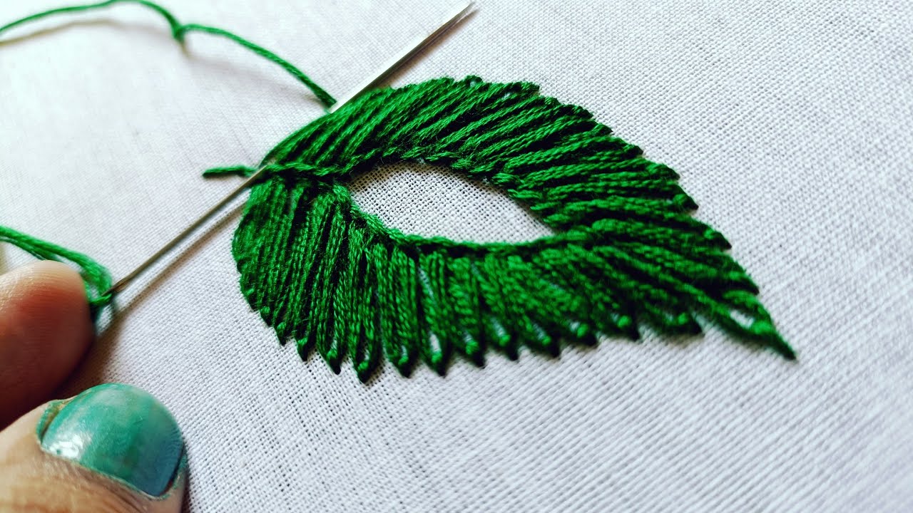(Class - 10) Basque Stitch Leaf Embroidery work Tutorial