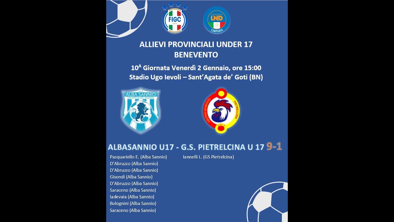 02/01/2026 ALBASANNIO U17 - G.S. PIETRELCINA U17  9-1