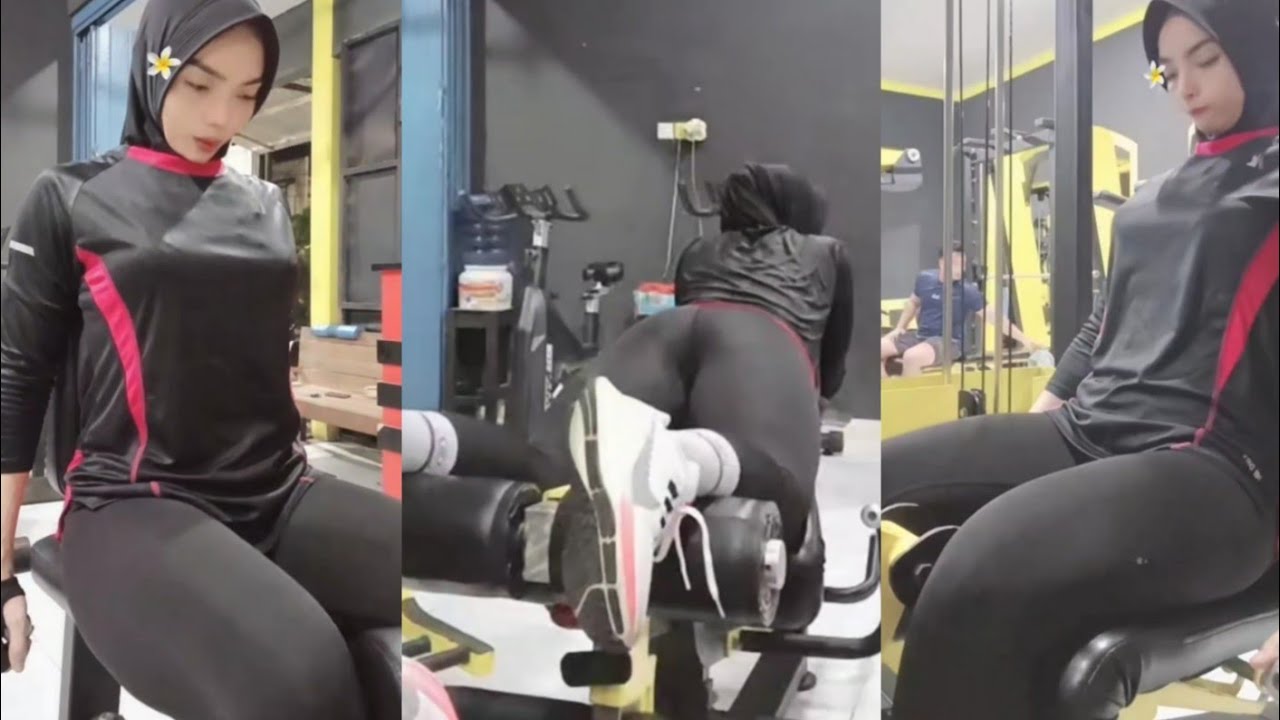 Hijab Style Try On Set Legging Hijab Kaos Jersey Lengan Panjang Gym Fitnes
