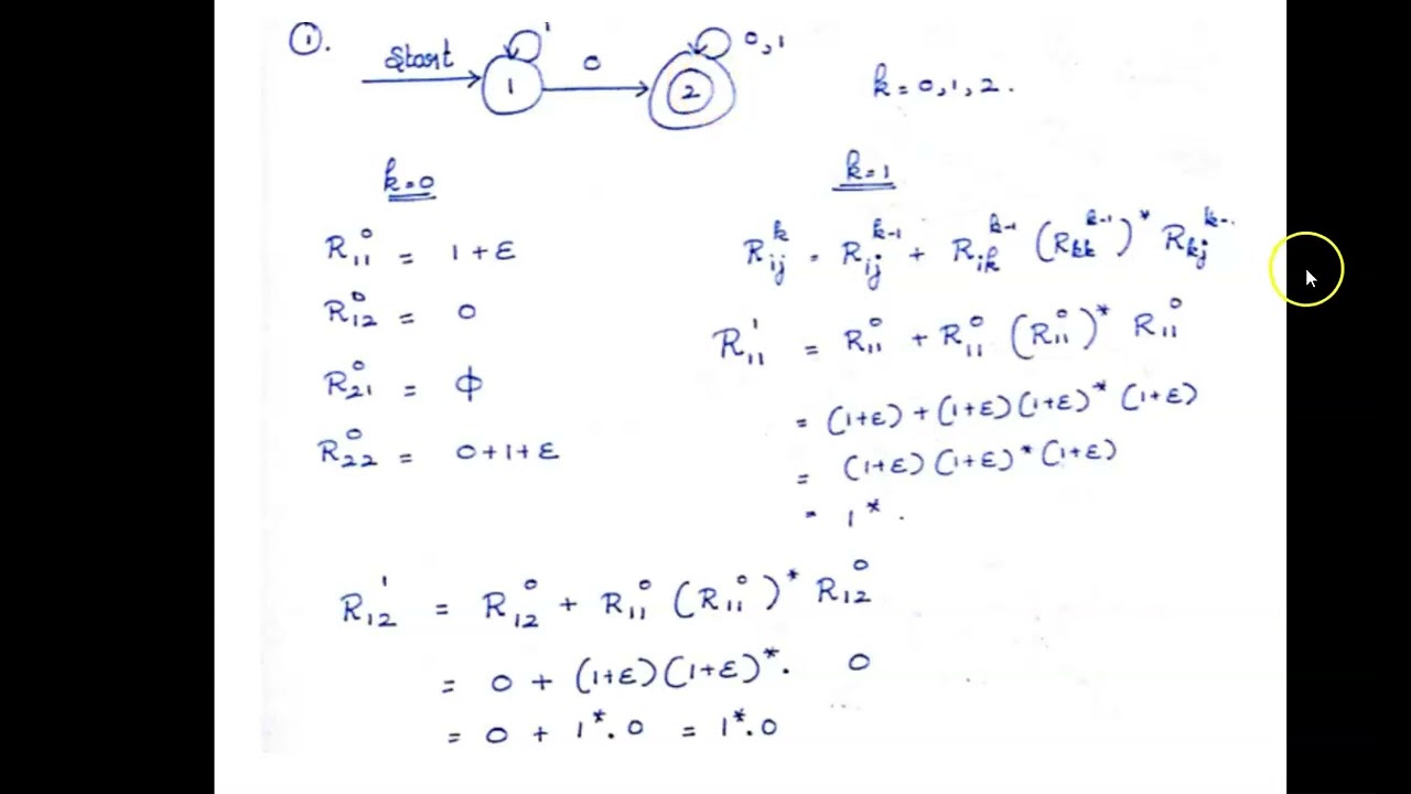 Unit 1|:Lecture 20|TOC|FAFL|Finite Automata to Regular Expression  using Kleen's Theorem Part 2
