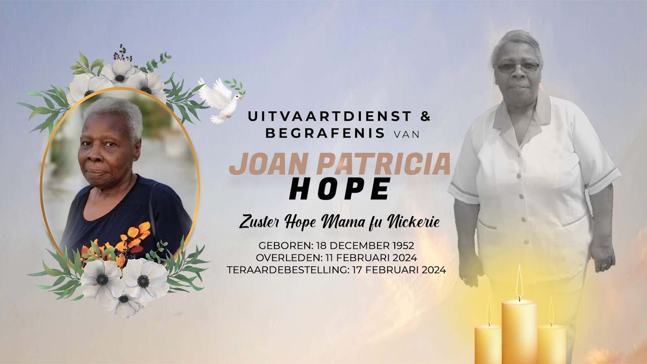 Livestream: Uitvaartdienst & Begrafenis van Joan Patricia Hope