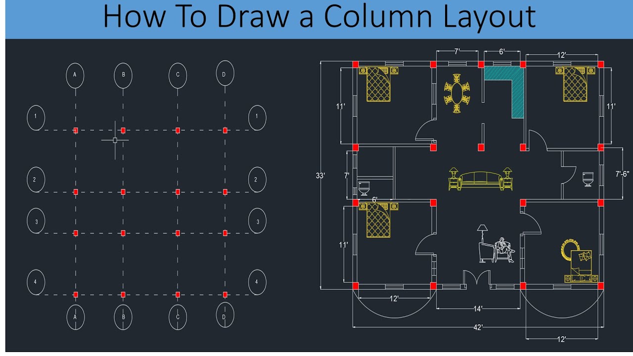 Как нарисовать схему расположения колонн за 5 минут в AutoCAD.