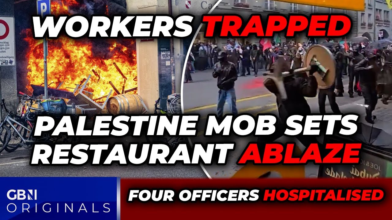 WATCH: Pro-Palestine protesters set restaurant ablaze TRAPPING workers as policemen HOSPITALISED