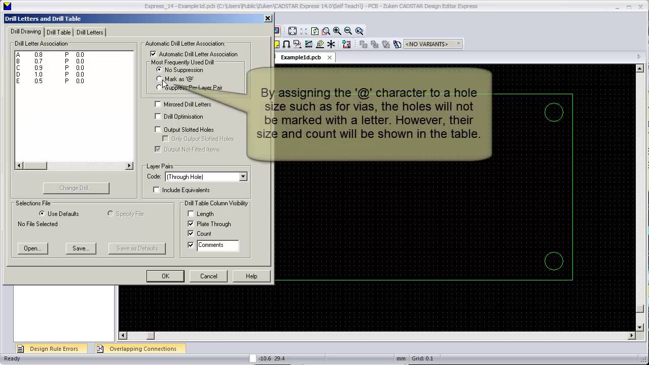 CADSTAR: Creating drill drawings