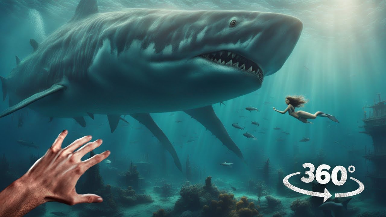 360&deg; Dive to Titanic Wreck and Survive Megaladon Shark, Mermaids, Kraken 1 VR 360 Video 4K Ultra HD