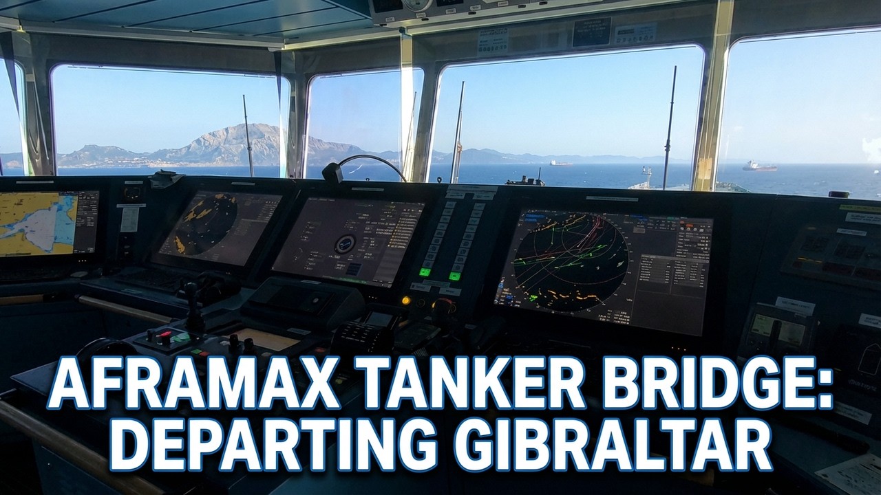 Leaving Gibraltar Aframax Tanker Navigation Bridge