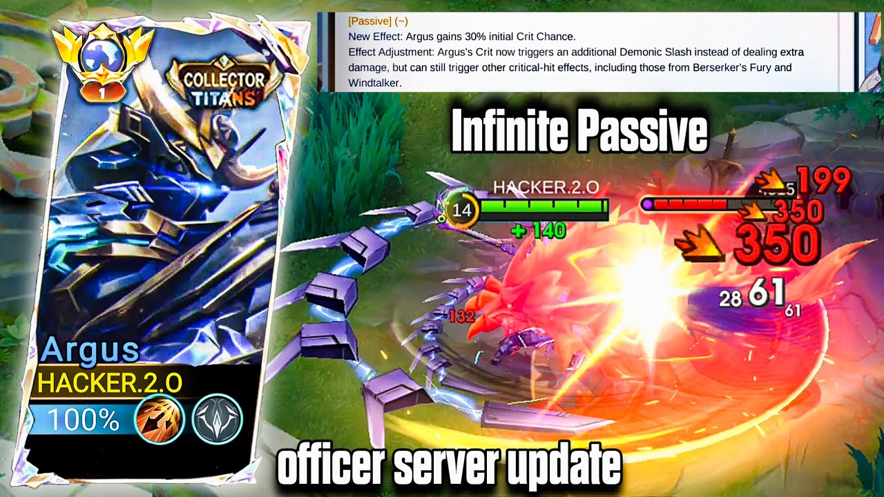 Argus New Buff?! Infinite Passive !! - Officer server Update ~ Gameplay ~ MLBB