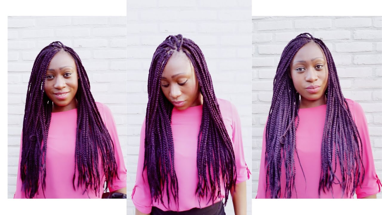 TRANÇAS ROXAS  (acabamento natural com pontas finas ) / Purple box braids .