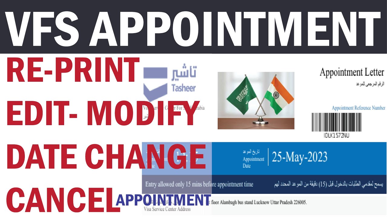 Vfs Appointment Saudi || Date Change || Edit Appointment || Reprint / Download || Cancel Appoint❌