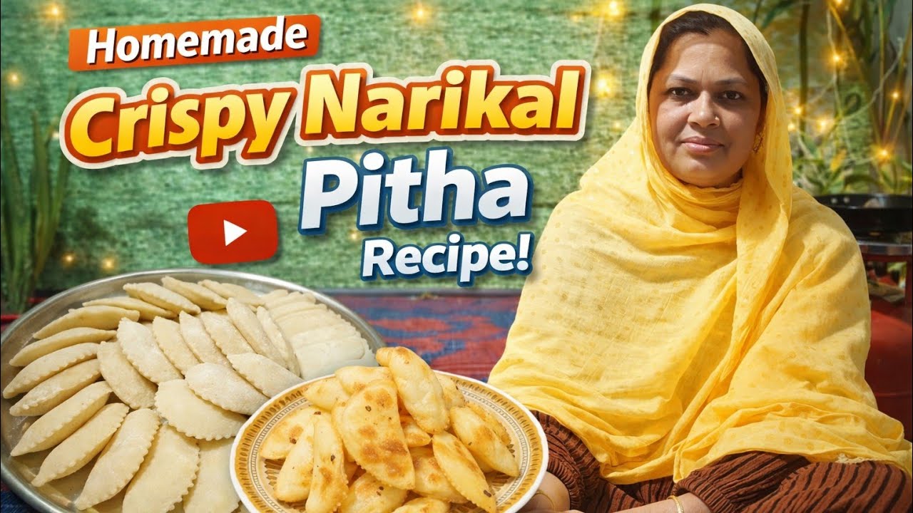 অতি সুস্বাদু মচমচে ভাজা নারকেলের পুলি পিঠা |Narkeler puli pitha | #nurisa'r rannaghar