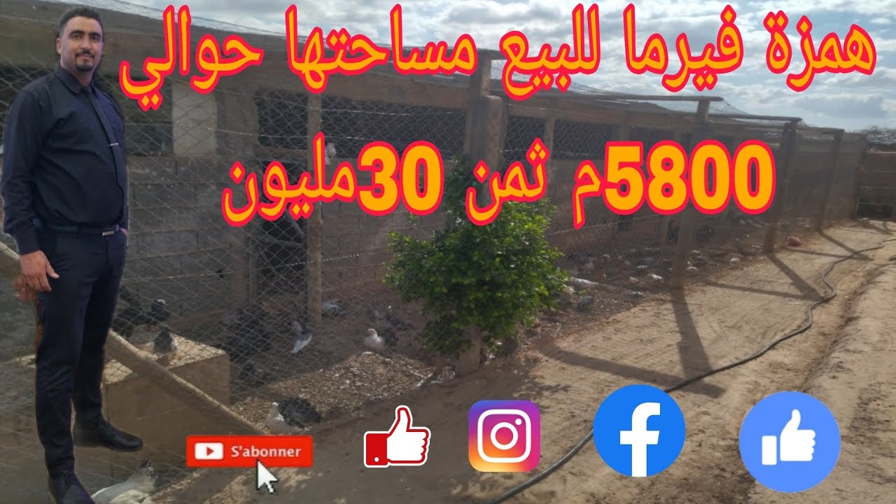 🔴هدا ليس متوفرا مياه🔴للبيع فيها جميع انواع الحمام والدواجن مساحتها حوالي 5800م نواحي مراكش