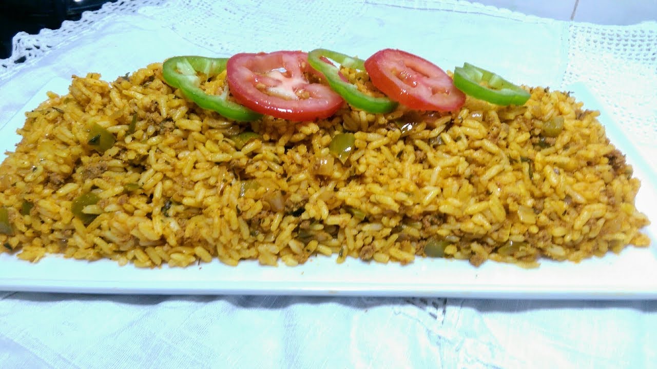 طريقة طبخ الارز  بالكفتة في  طنجرة الضغط-  بحال الى  مبخر - مع عائشة plat au riz et viande hachée