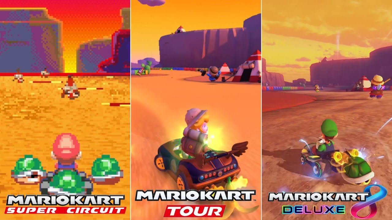 Evolution Of GBA Sunset Wilds Course In Mario Kart Games [2001-2023]