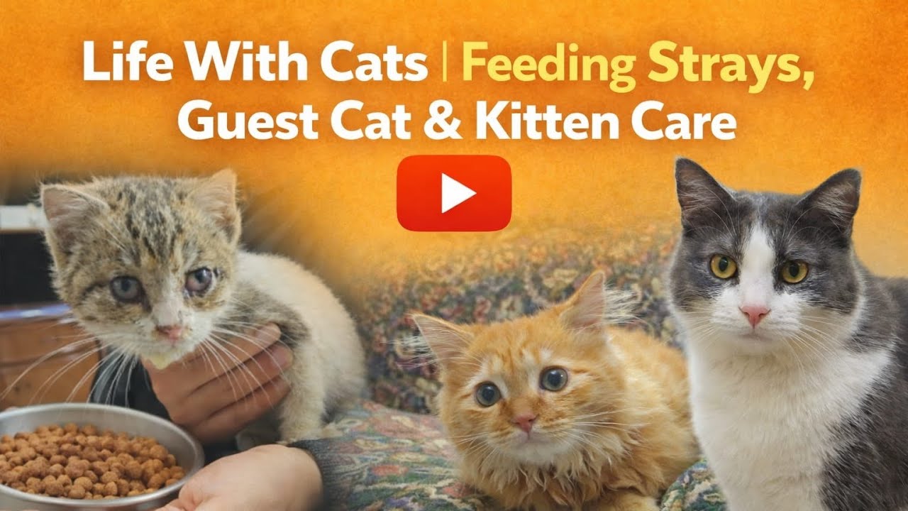 A Day With My Cats 🐾 | Feeding, Guest Cat Bruno & Little Kitten’s Health Update