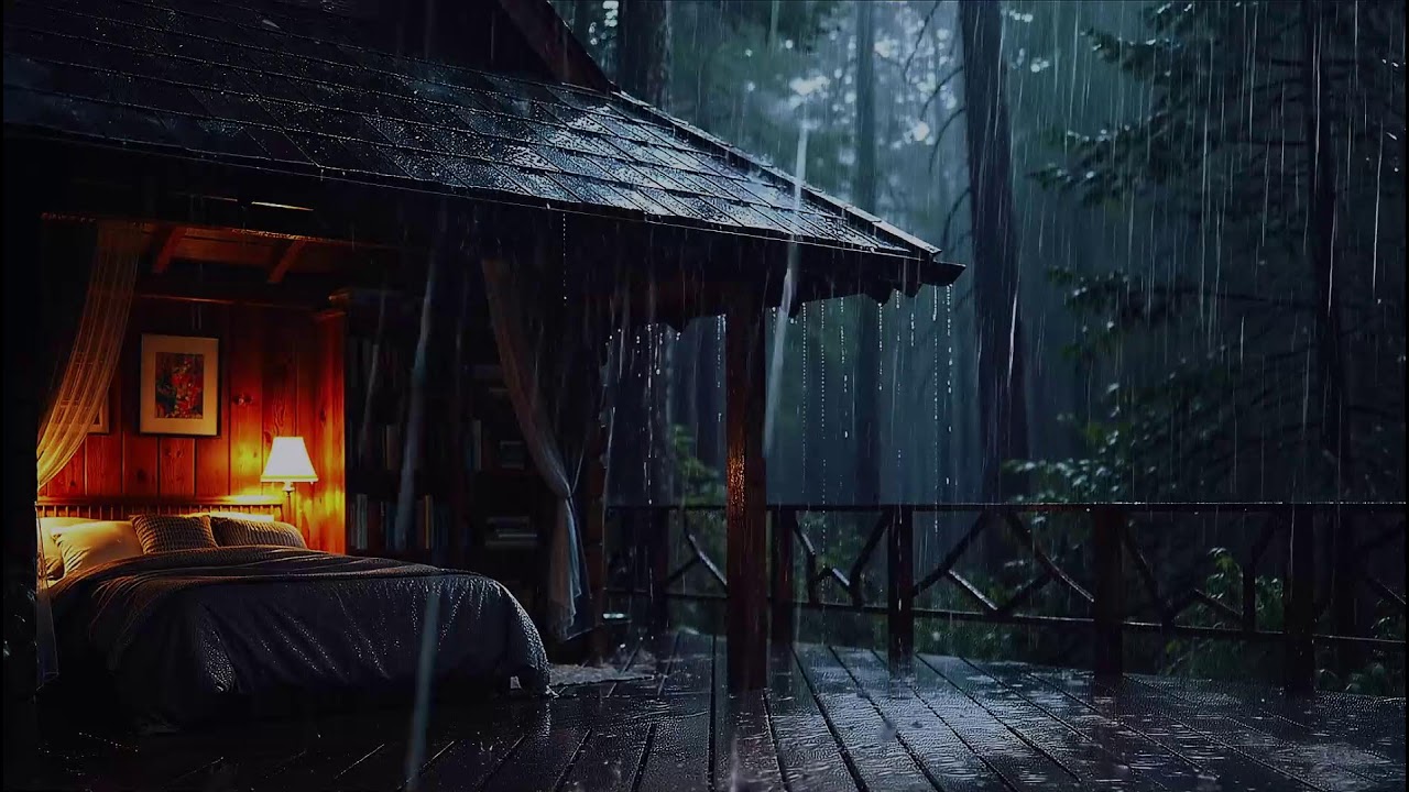 Peaceful Midnight Rainfall on Metal Roof with Distant Thunder | Relaxing ASMR Sounds for Deep Relaxa