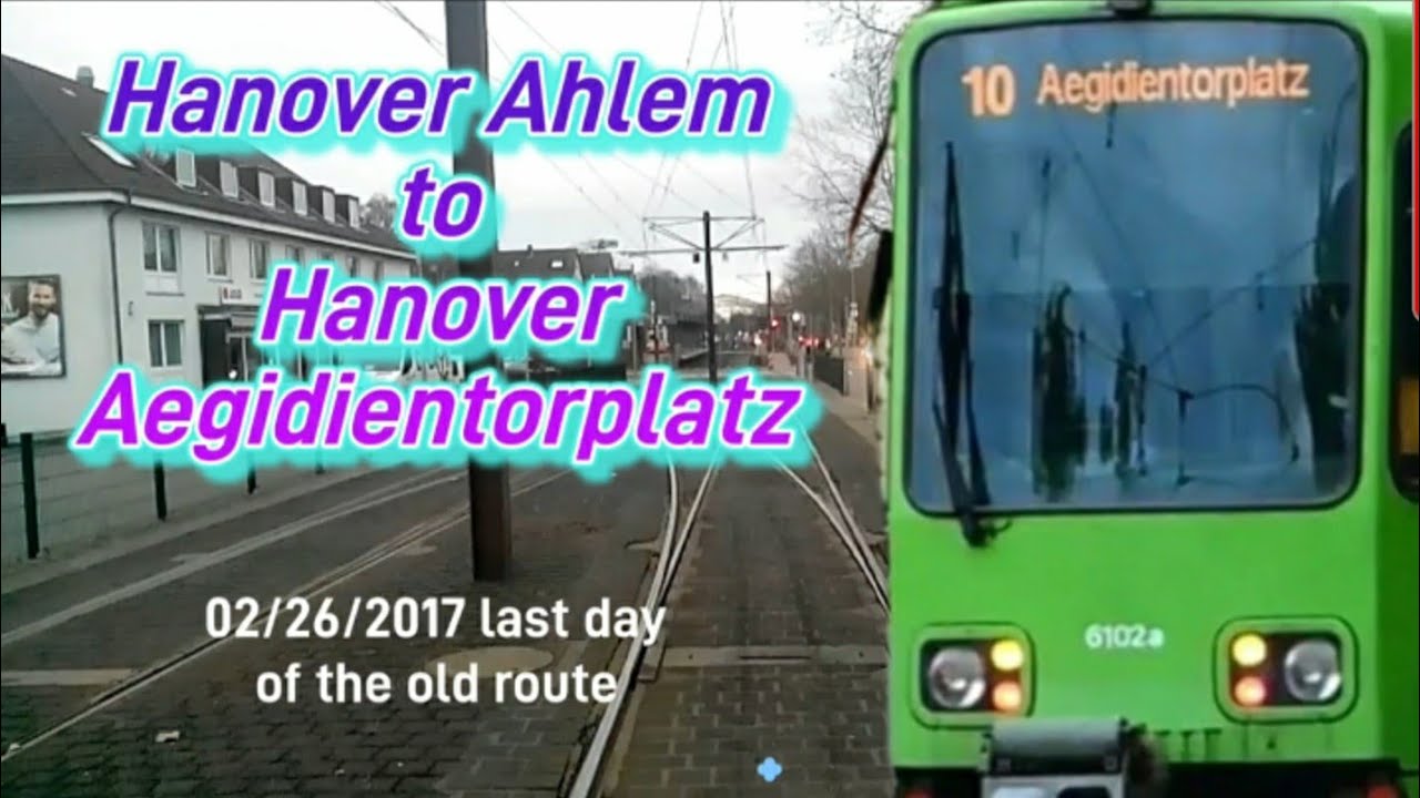 Linie 10 Straßenbahn Tram Hannover. Letzte Fahrt auf der alten Strecke über den Bahnhofsplatz
