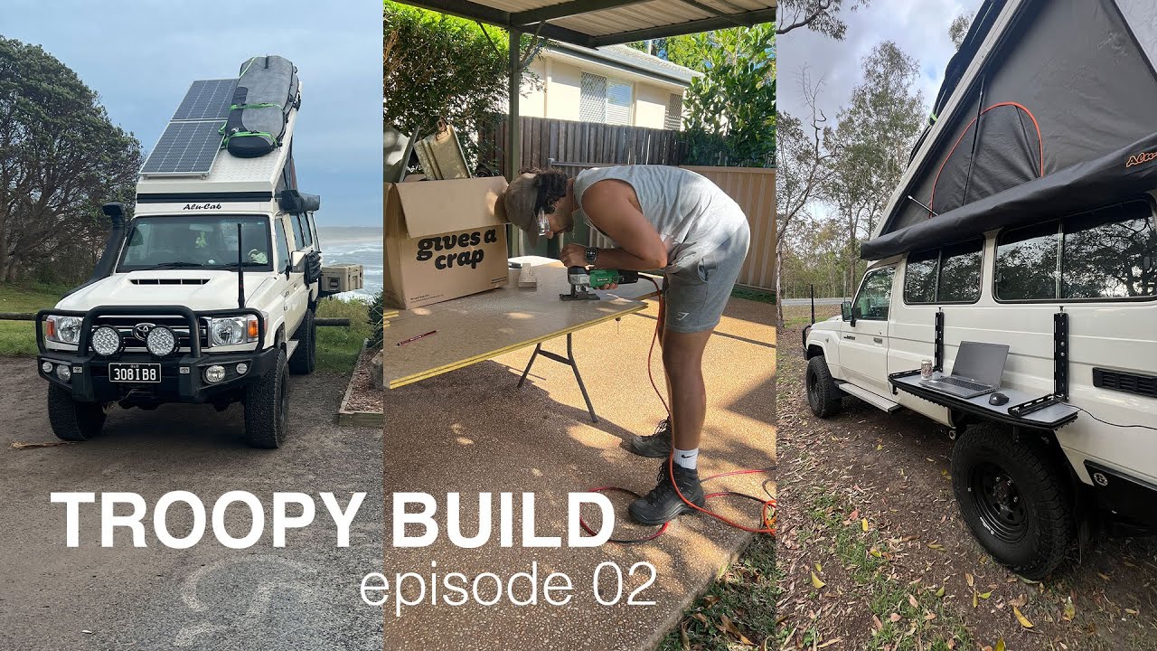 Troopy Build Episode 02 | Maxtrax Table, Flooring & Roof Racks