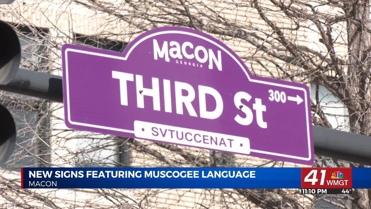 New street signs appear in Downtown Macon featuring the Muscogee language
